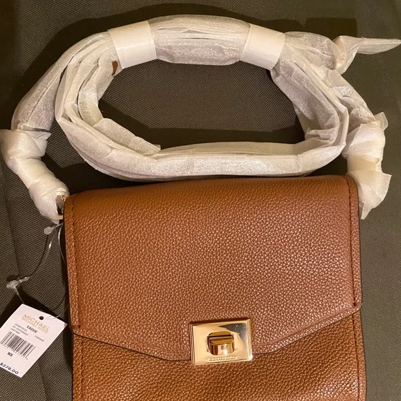 Michael  Kors Cassie Leather Carmel NWT Crossbody Shoulder Bag - Picture 8 of 16